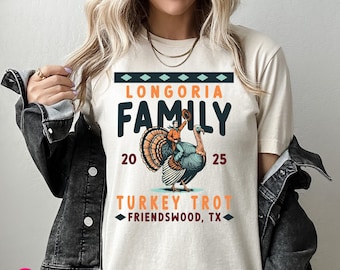 Cowboy Western Thanksgiving Running TShirt: Custom Family Name Turkey Trot Tee