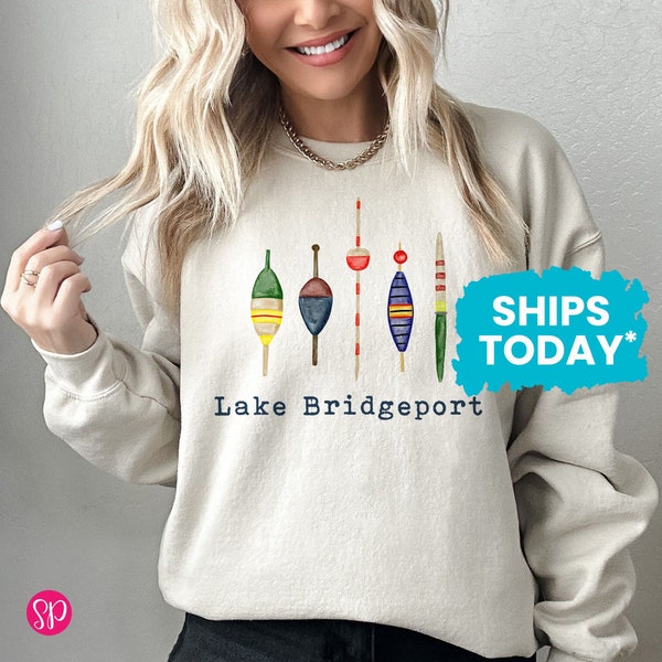 Watercolor Fishing Lures Sweatshirt with Lake Name, Custom Lake Gifts, Boat Day Sweater