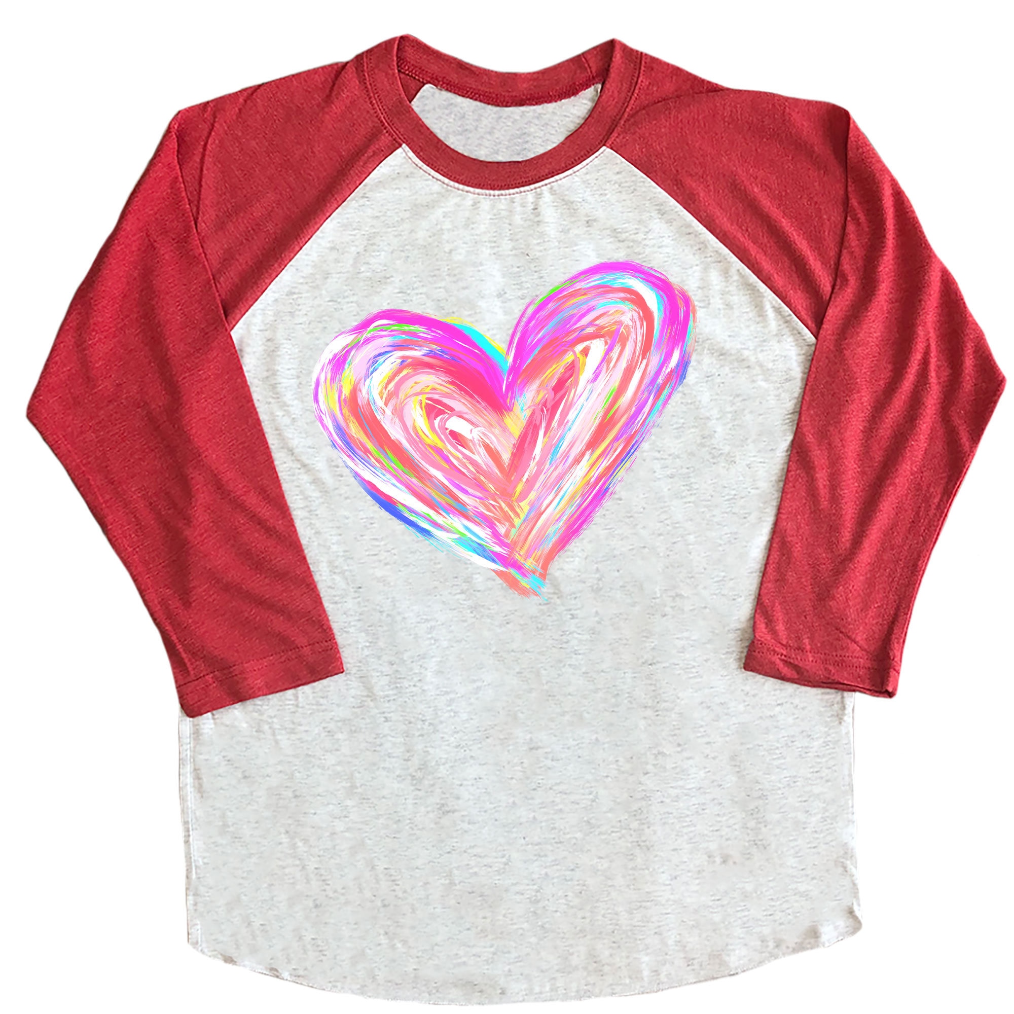 Watercolor Heart Raglan Shirt: Colorful Valentines Day Shirt - Etsy