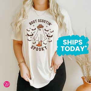 Cowboy Ghost, Boot Scootin&#39; Spooky Unisex Shirt, Halloween Graphic Tees, Western Halloween