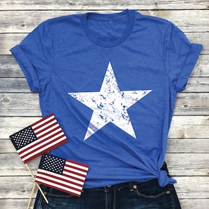 Fourth of July Unisex Graphic Tee, Distressed Star Shirt, Group Matching 4th of July T-Shirt