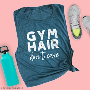 Gym Hair Don't Care Workout Tank: Fitness Muscle Tee for Women
