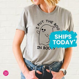 Halloween Fitness T-Shirt, I Put the Boo in Booty Graphic Tee, Leg Day Workout Shirt