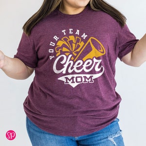 Custom Cheer Mom Graphic Tee, Personalized Cheerleading T-Shirt, Cheerleader Mom Shirt (CHEER MOM)