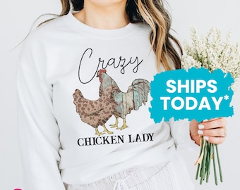 Funny Chicken Farmer Sweater, Crazy Chicken Lady Sweatshirt, Farm Animal Graphic Tops