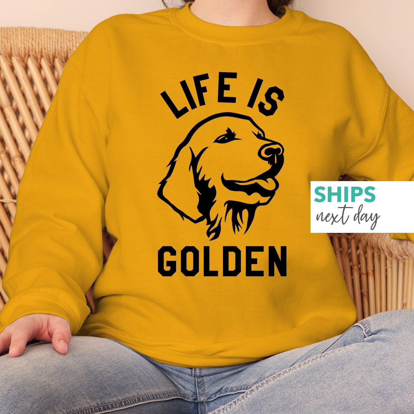 Life is Golden Sweatshirt Gift for Dog Mom Golden Retriever | Etsy