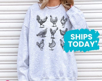 Vintage Chickens Sweatshirt, Gift for Chicken Lover, Farm Life Sweater