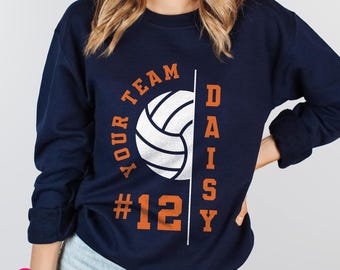 Personalized Sports Parent Sweatshirt: Volleyball Team with Name and Number Pullover