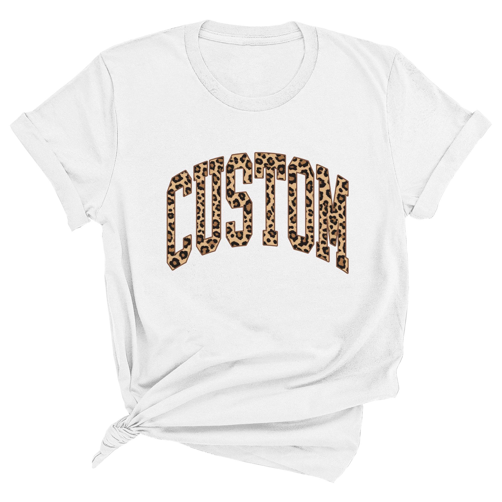 Leopard Animal Custom Text Graphic Tee: Personalized Cheetah Print