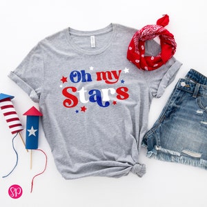 Oh My Stars Graphic T-Shirt, Cute 4th of July Shirt for Women, Family Matching Fourth of July Shirts