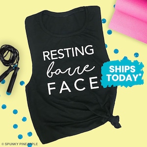 Resting Barre Face Muscle Tee, Barre Tank Top, Workout Shirts for Women