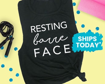 Resting Barre Face Muscle Tee, Barre Tank Top, Workout Shirts for Women