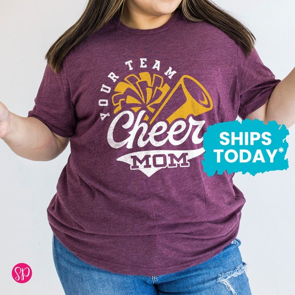 Custom Cheer Mom Graphic Tee, Personalized Cheerleading T-Shirt, Cheerleader Mom Shirt