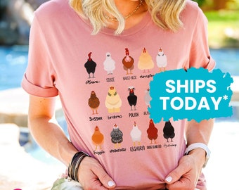 Chicken Variety Chart Shirt, Types of Chickens T-Shirt, Farm Animals Graphic Tee