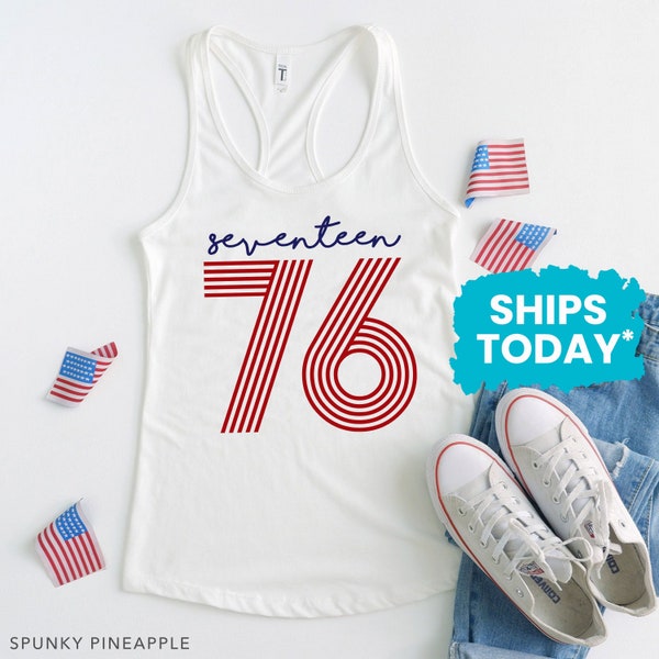 Patriotic Tanks for Women, Seventeen 76 Tank, Fourth of July Tank Top