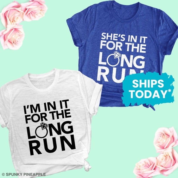 I'm In It for the Long Run, She's In It for the Long Run, Running Bachelorette Party Unisex T-Shirt