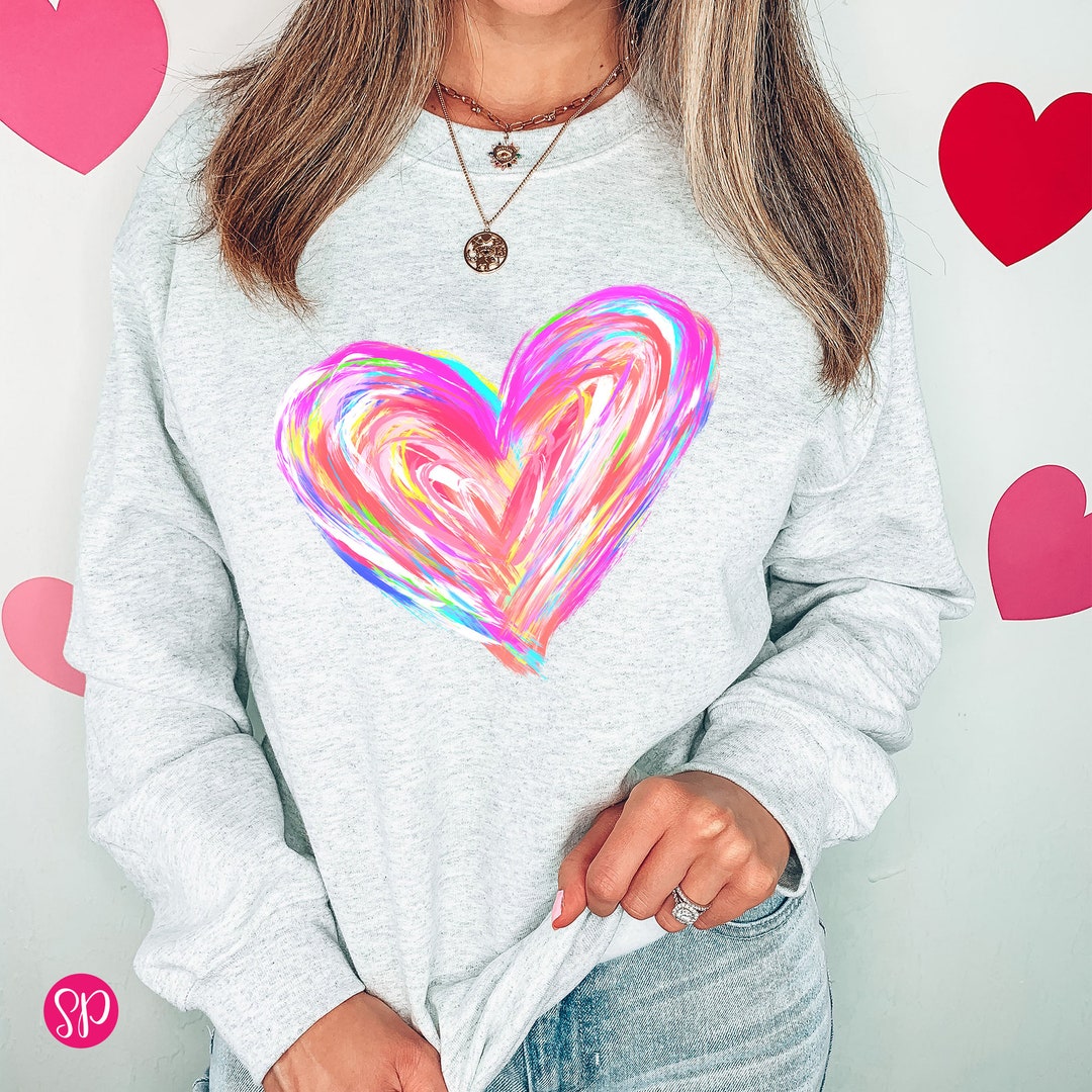 Watercolor Heart Sweatshirt, Valentine Sweatshirt, Cute Valentine ...
