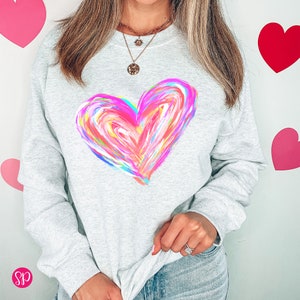 Watercolor Heart Sweatshirt, Valentine Sweatshirt, Cute Valentine Sweater