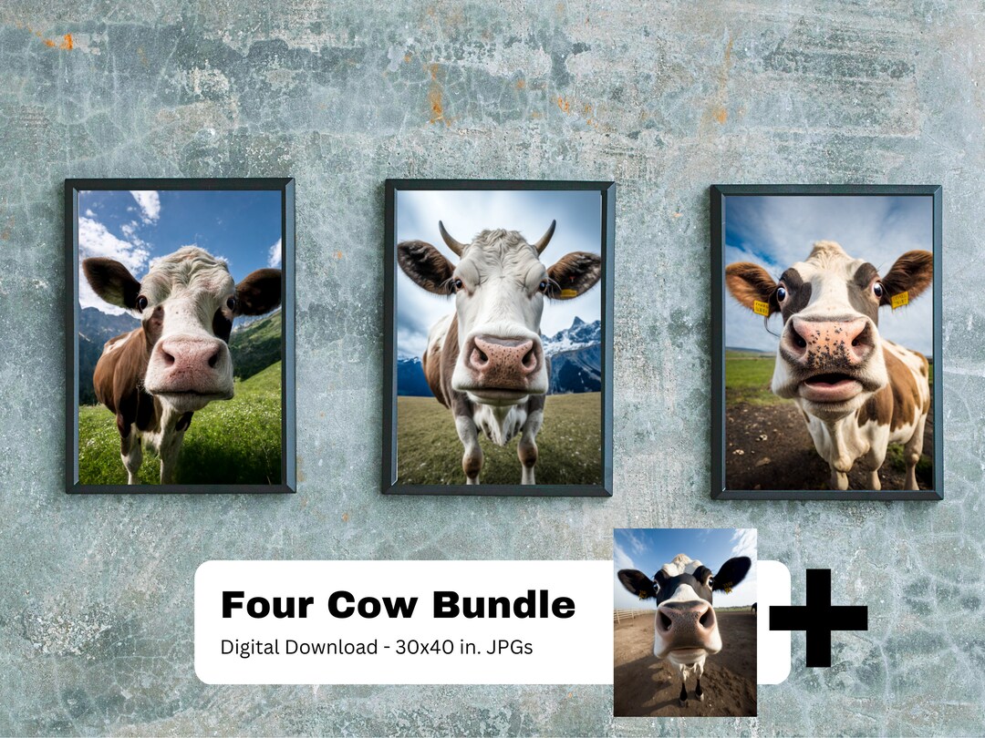 Cow Printable Art Bundle Farmhouse Decor Digital Download Cow Print