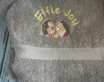 Hedgehog embroidered Towel