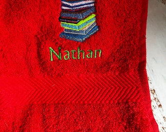 Book theme embroidered 100% cotton bath towel