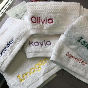 Personalised named flannel face cloth.