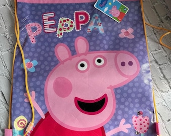 Offical Peppa Pig   drawstring bag, personalised with embroidered name