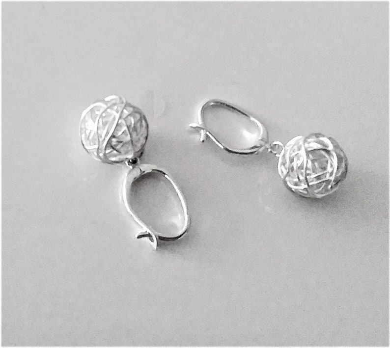 Sterling Silver Ball Dangle Earrings Minimalist Style Small Etsy
