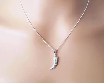 Sterling Silver Tiger Nail Charm Necklace, Dainty Minimalist Simple Jewelry.