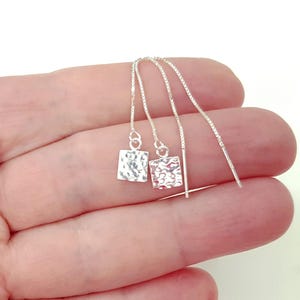 Sterling Silver Charm Threaders with Small Hammered Geometric Charms, Dainty Simple Jewelry.