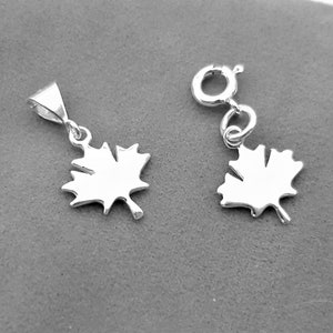 Sterling Silver Maple Leaf Clip On Charm, Canadian Maple Leaf Pendant, Add ON Necklace Bracelet Charm.