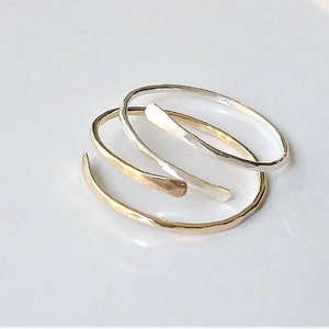 Bypass Silver Stacking Ring, Dainty Skinny Ring, Gold Skinny Minimalist Ring, Gold Filled Ring, Sold As One Ring. image 1