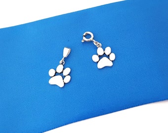 Sterling Silver Clip ON Paw Charm, Add a Charm Bracelet Necklace, Dog Cat Paw Print Charm, Animal Lovers Gift.
