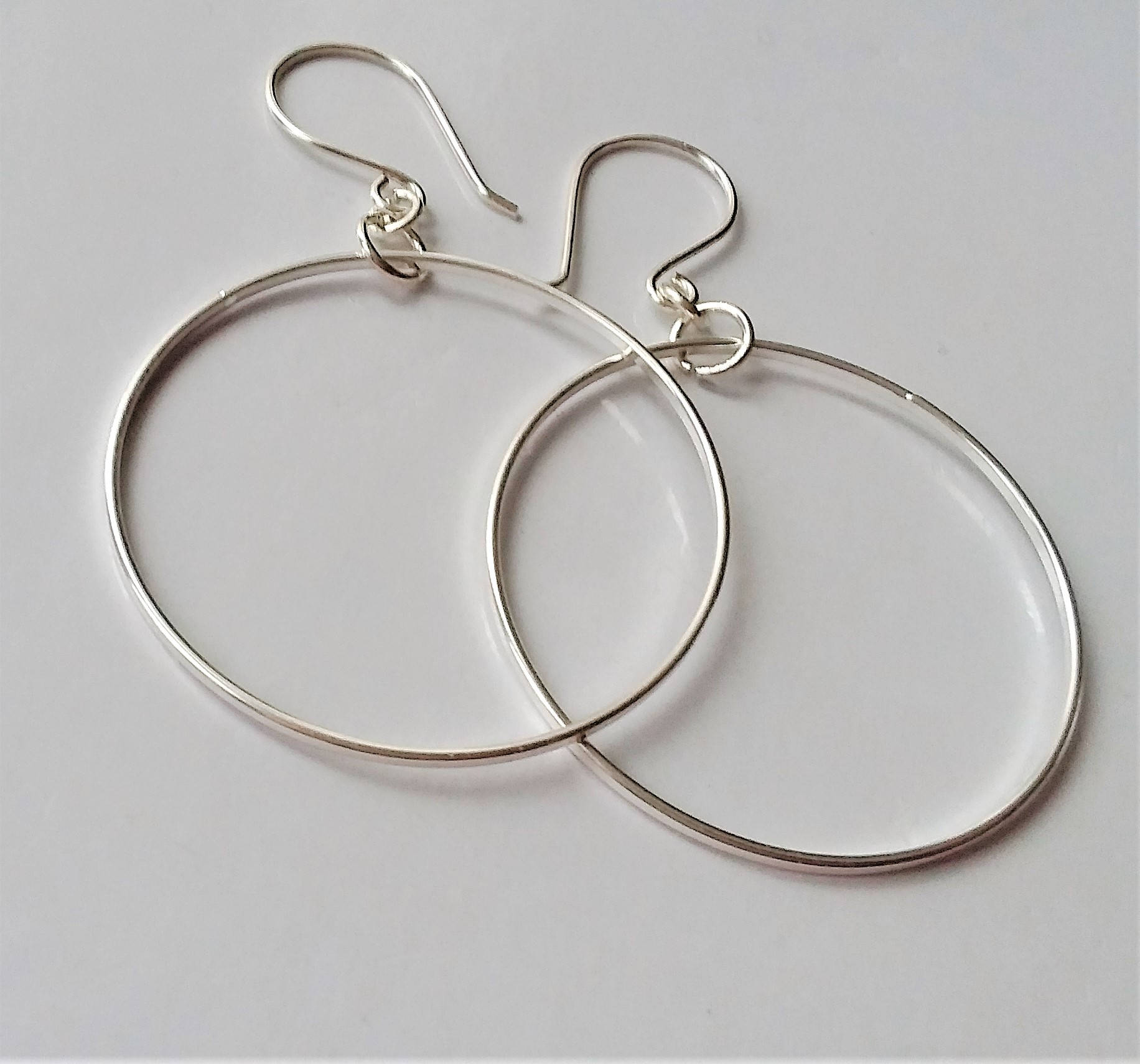 Large Sterling Silver Hoop Earrings Long Silver Dangle Etsy