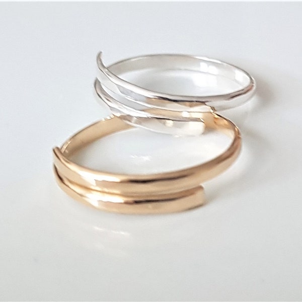 Bypass Stacking Ring, Gold Filled Silver ring, Dainty Minimal Ring, Trendy Simple Jewelry, Single Ring.