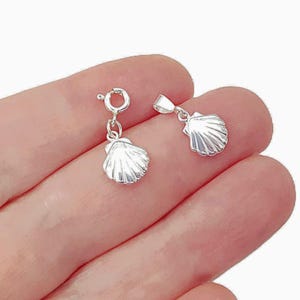 Sterling Silver Seashell Charm, Small Seashell Pendant, 925 Silver Charm Pendant for Bracelet Necklace.