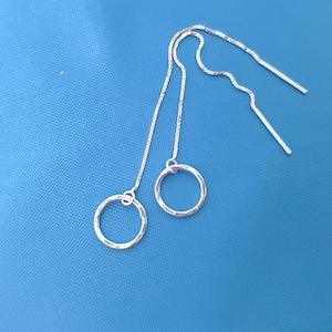 Boucles d'oreilles en argent sterling, créoles ouverts délicats, boucles d'oreilles chaîne, bijoux tendance minimalistes.