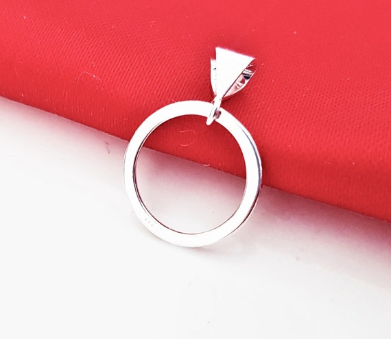 Sterling Silver Small Circle Charm, 925 Silver Geometric Pendant for Necklace, Minimalist Simple Everyday Jewelry.