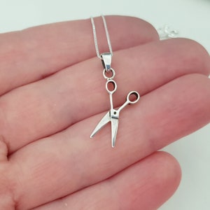 Sterling Silver Hairdresser Scissor Necklace, Small Scissor Pendant Necklace, Hairdresser gift.