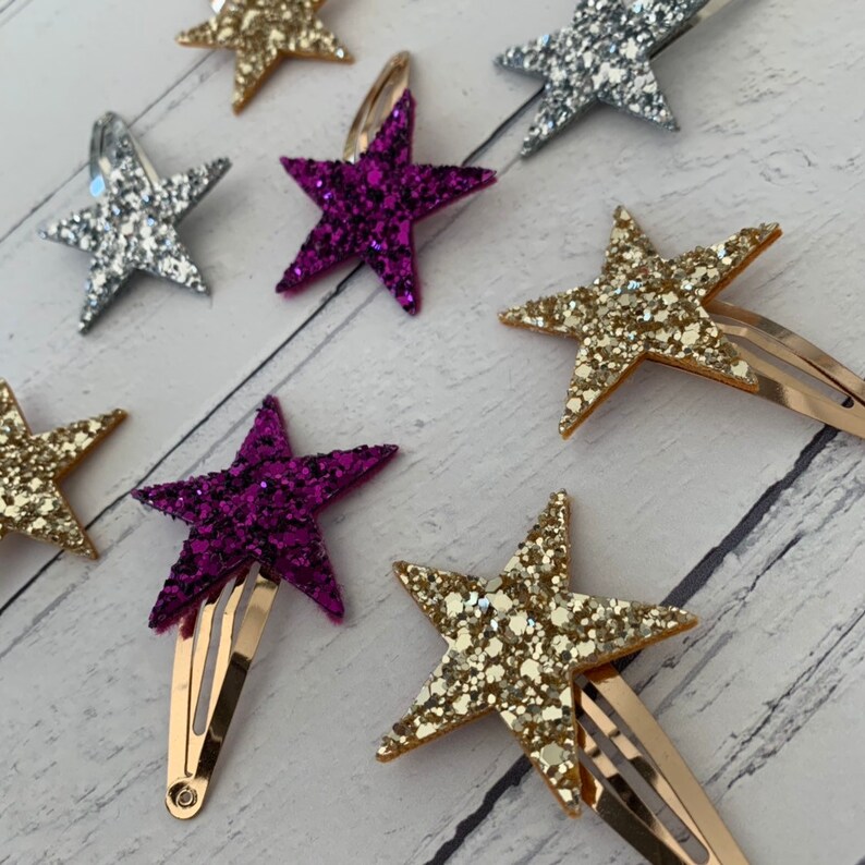 Star hair clips Glitter hair clips star clip girls hair Etsy
