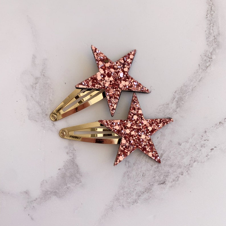Star Hair Clips Glitter Hair Clips Star Clip Girls Hair Etsy