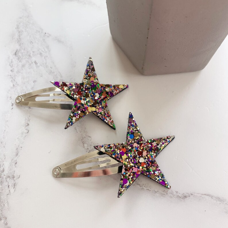Star Hair Clips Glitter Hair Clips Star Clip Girls Hair Etsy