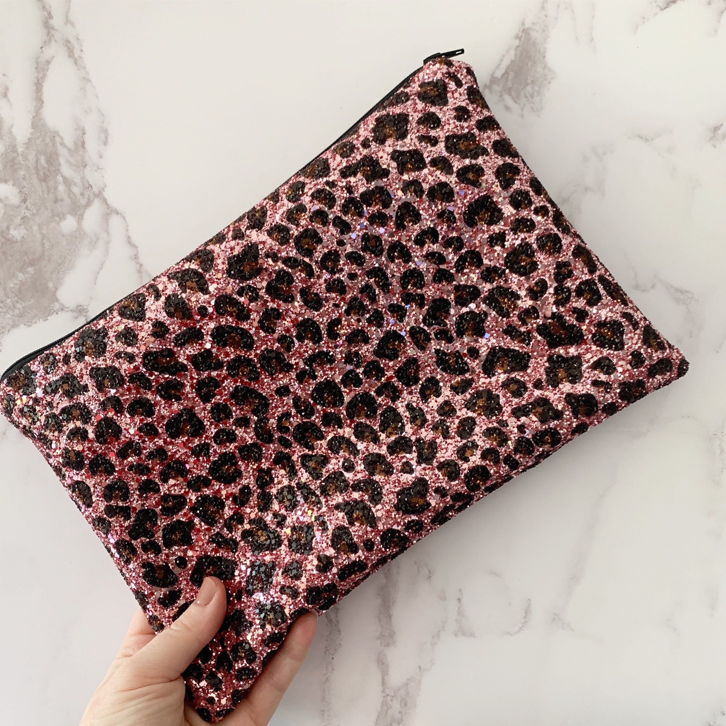 Pink Rose Printed Clutch Bag