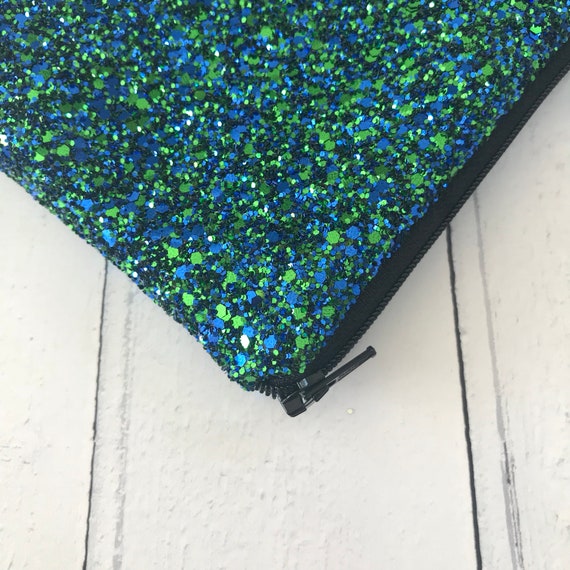 Navy and clearance green clutch bag