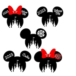 Mickey or Minnie Mouse Head With Castle Outline, for Yeti Decal, Car Decal, Laptop, Water Bottle Decal, RTIC Tumbler Decal