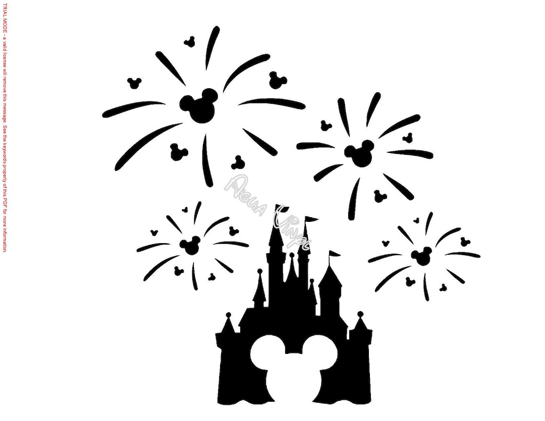 Mickey Castle Decals With Fireworks for Vehicle, Disney Window Decal