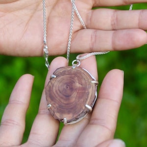 One-of-a-Kind Handmade Cedar Wood & Sterling Silver Pendant - Nature-Inspired Jewelry, Eco-Friendly, Spiritual Ritual Necklace