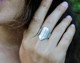 Handmade Sterling Silver Tree of Life Ring: Kabbalah Jewelry
