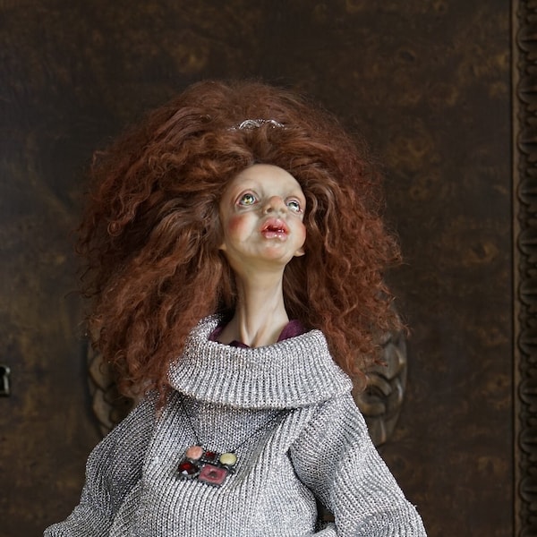 Art Doll vintage Artist Doll Handmade Artist Doll avec Beetle OOAK Original Designer