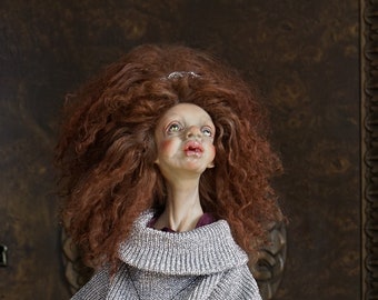 Art Doll Vintage Artist Doll Handmade Artistic Doll with Beetle OOAK Original Designer